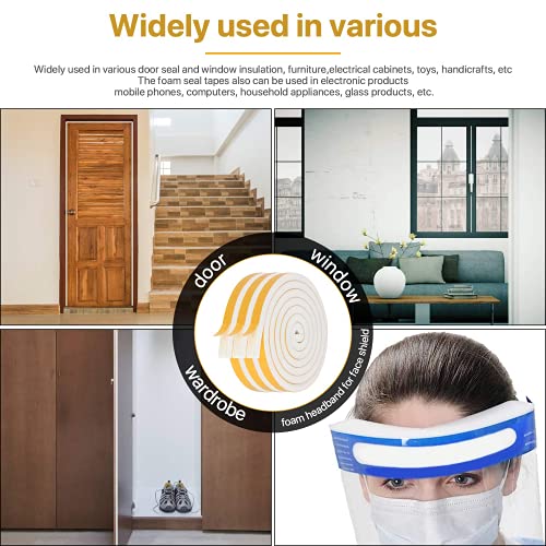 Weather Stripping Door Seal-3 Rolls, 1/4 Inch Wide X 1/4 Inch Thick Total 20 Feet Long, Foam Seal Tape for Window Insulation(6.5ft x 3 Rolls) - size: 1/4" (W) x 1/4" (T) x 20' (L)