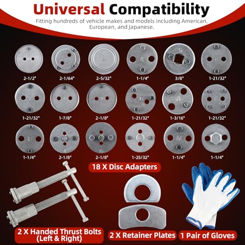 8MILELAKE Disc Brake Caliper Compressor Wind Back Tool 24pc Professional Caliper Tool Set