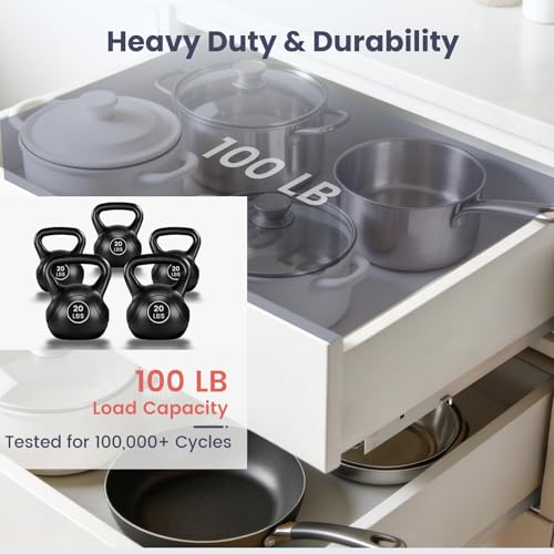 Homdiy 9 Inch 1 Pair Undermount Soft Close Drawer Slides Hidden Bottom Mount Cabinet Rails, Full Extension Concealed Bottom Mount Rails, 100 LB Load Capacity Heavy Duty Steel Cabinet Slides - size: 9 Inch