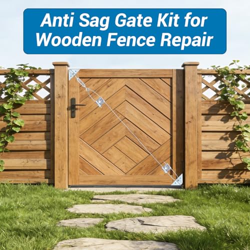 HOME MASTER HARDWARE 2 Pack Anti Sag Gate Kit for Wooden Fence Repair, Zinc Plated Steel, Anti-sag Gate Hardware Kit - Turnbuckle, Hooks, Heavy Steel Cable(7.5ft), Screws - color: Zinc, size: 2 Pack