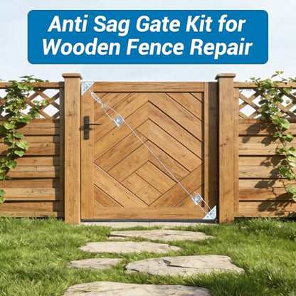 HOME MASTER HARDWARE Anti Sag Gate Kit for Wooden Fence Repair, Zinc Plated Steel, Anti-sag Gate Hardware Kit - Turnbuckle, Hooks, Heavy Cable, Screws -1 Pack - color: Zinc, size: 1 Pack