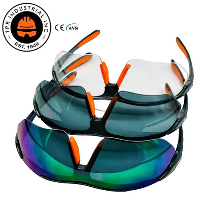 Safety Glasses, ANSI Z87.1 Certified with Anti-Fog and Scratch Resistant Lenses, Adjustable with Black Frame - color: Blue