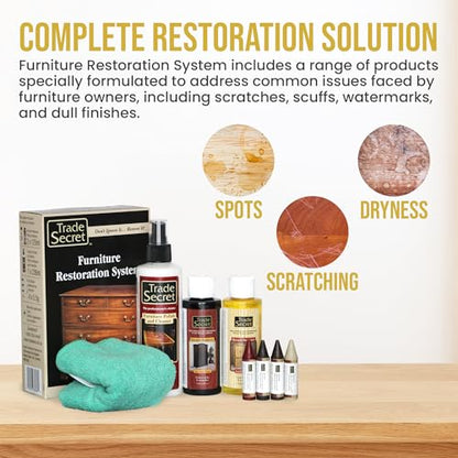 Trade Secret Complete Wood Furniture & Floor Restoration Kit - Scratch Repair and Polish System for Light and Dark Surfaces with Microfiber Cloth - color: Light and Dark Wood