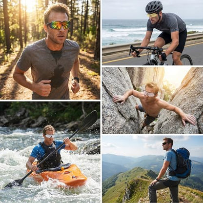 Outdoor Polarized Sunglasses for Men Women, Sports UV400 Protection Sunglasses Clip-on Wearable Head-mounted Sun Glasses with 5 Interchangeable Lenses for Cycling Fishing Traveling Driving Hiking