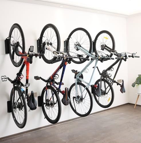 PHUNAYA Bike Wall Mount Vertical, Swivel Bike Hangers For Garage, Bike Rack Garage Wall, Bicycle Hooks, Garden Indoor Outdoor Storage (Vertical 4 Pack) - style: Vertical 4 Pack
