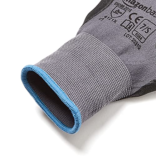 Amazon Basics Micro-Foam Nitrile Coated Safety Work Gloves, Nylon Liner Fiber, Touch Screen Compatible, Grey, Size 7 (S), 6-Pack - size: Small (Pack of 6)