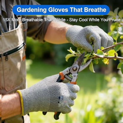 Dowellife Cut Resistant Work Gloves for Men & Women - ANSI A5 & EN388 Level 4, Breathable PU Coated, Grey Non-Marking - for Gardening, Fishing, Automotive, Construction, Wood Carving (X-Large, Grey) - size: X-Large (Pack of 1)
