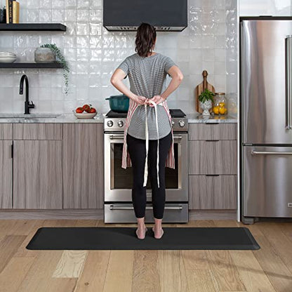 NewLife by GelPro Anti-Fatigue Nonslip 1/2" Thick Hard Floor Utility Mat for Garage, Patio and Kitchen, 20" x 72", Leather Grain Black - color: Leather Grain Black