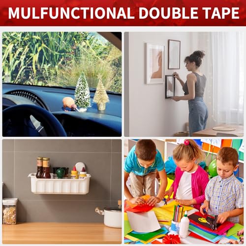 Double Sided Tape Heavy Duty – 2 Rolls Adhesive Tape, 19.68ft Strong Double Sided Mounting Tape, Waterproof Mounting Foam Tape, Two Sided Tape for Car, Home, Wall Hooks, LED Strips, DIY Projects - color: black