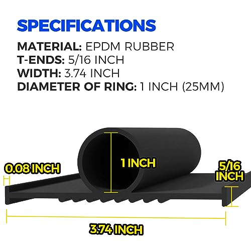 Holikme Garage Door Seals Bottom Rubber, Flexible EPDM Garage Door Seal, Garage Door Weather Stripping Kit Seal Strip Replacement, 5/16 Inch T-End, 4 1/8 Inch Width (17Ft, Black) - size: 17ft-black-epdm