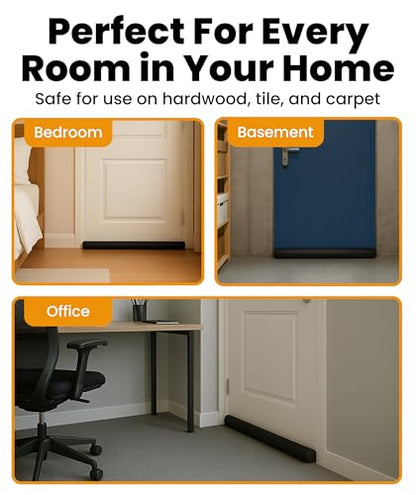 Everlasting Comfort 2 Sided Under Door Draft Stopper for Bottom of Doors - Quick Install, Keeps Heat In & Cold Air Out - Sound Proofing Foam Strip Gap Filler, Noise Blocker for Interior -Fits 30"-36"W