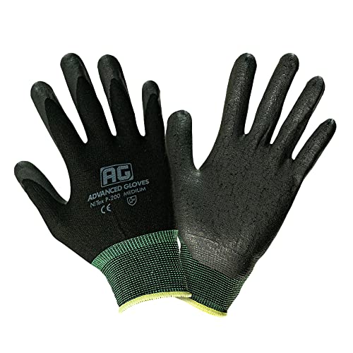 – NiTex P-200 Nylon Nitrile Gloves, Breathable Nitrile Foam Coated Utility Gloves for Insulated Grip, Black, 3-Pair, Medium - color: Black, size: 3 Pairs (Medium)