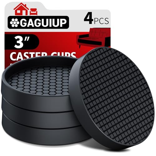 Non Slip Furniture Pads- 3"x3" Round Anti Skid Caster Cups Furniture Coasters, Anti-Sliding Grippers Floor Protectors for Furniture Bed, Couch, Chair Leg, Black(Set of 4) - size: 3" 4pcs Black