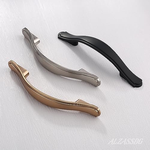 Alzassbg 10 Pack Flat Black Cabinet Pulls, 3 Inch(76mm) Hole Centers Cabinet Handles Arch Kitchen Hardware for Cabinets and Drawer AL3028MB - color: Traditional Handles - Matte Black, size: 3" Hole Center