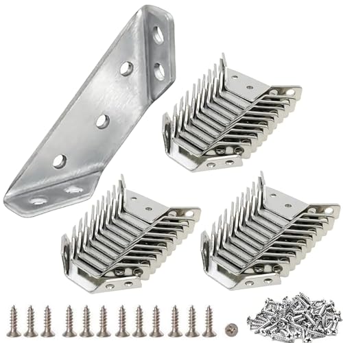 Stainless Steel L Brackets for Wood – Heavy Duty Corner Bracket, Angle Bracket, Corner Brace, L Brackets for Shelf, Table, Cabinet, Drawer, Furniture Connector Hardware (30 Pcs + 210 Screws) - size: 30 Pcs + 210 Screw