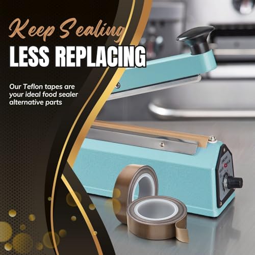 Flexzion High Temp Teflon Tape for Impulse Sealer, Vacuum Sealer, Heat Sealing, Food Packaging & Industrial Use - Teflon Fiberglass PTFE Tape, 20mm x 10m (0.8in x32.8 Ft) - size: 0.8in x32.8 FT