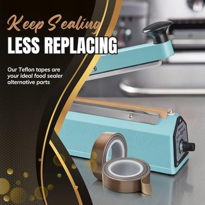 Flexzion High Temp Teflon Tape for Impulse Sealer, Vacuum Sealer, Heat Sealing, Food Packaging & Industrial Use - Teflon Fiberglass PTFE Tape, 20mm x 10m (0.8in x32.8 Ft) - size: 0.8in x32.8 FT