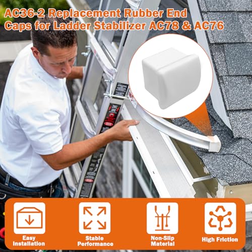 Showingo AC36-2 Ladder Stabilizer Rubber End Caps with Metal Insert, Extension Ladder Stabilizer Pads Compatible with Werner Standoff/Stabilizer AC78 & AC76 Replacement Rubber End Caps 4Pack - color: 4 Pcs
