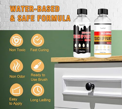 White Touch Up Paint Pen 7oz, Multi-Surface White Wall Paints Matte & Gloss, Touch Up Paint Repairs Scratches Chips Cracks & Spots, Walls Cabinets Doors Tubs Tiles Porcelain Acrylic Wood Furniture