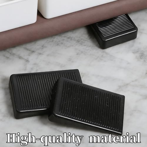 4 Pack Rubber Door Stop, Durable Non-Slip Door Stoppers for Bottom of Doors Black Non-Scratching Doorstops Sturdy Premium Rubber Doors Stopper for Home Office School (Black)
