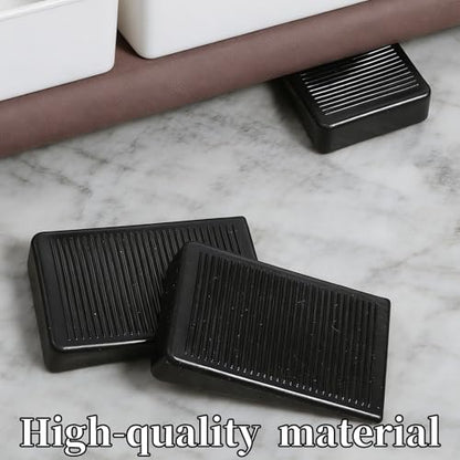 4 Pack Rubber Door Stop, Durable Non-Slip Door Stoppers for Bottom of Doors Black Non-Scratching Doorstops Sturdy Premium Rubber Doors Stopper for Home Office School (Black)