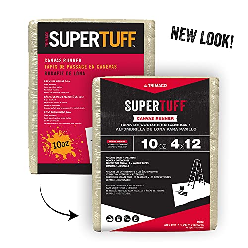 Trimaco 51127 SuperTuff Drop Cloth, 4-feet x 12-feet, Tan, 48 Sq Ft (Pack of 2) - size: 4-feet X 12-feet (Pack of 2)