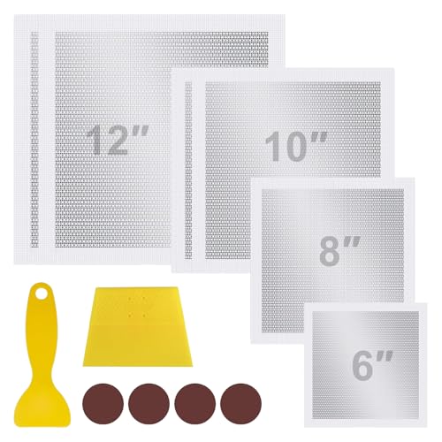 6/8/10/12 Inch Drywall Repair Kit, 6PCS Heavy Duty Self-Adhesive Mesh Patch Kit for Large Holes - Includes Scraper & Sandpapers, Ideal for Drywall, Sheetrock, Wall and Ceiling Repairs - size: 6PCS - 6", 8", 10", 12"