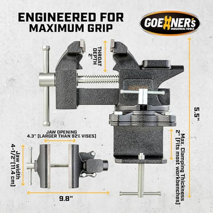 Updated 2-In-1 Bench Vise or Table Vise 4.5 Inch, Clamp Vice for Workbench Constructed with Cast Steel, Heavy Duty Workbench Vise Swivel for Woodworking - size: 4.5 Inch