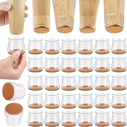 Chair Leg Floor Protectors,32Pcs Sliders for Chair Legs, Protecting Floors from Scratches and Noise, Smooth Free Moving for Chair Feet(Transparent)