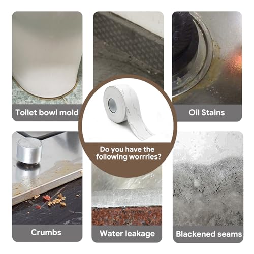 UIOCSSC Caulk Tape Strip, 1.5" x 10.5Ft Self Adhesive Bath & Kitchen Sealant Strip, PVC Waterproof Sealing Tape for Bathtub Toilet Bathroom Shower Kitchen Sink - color: Cracks