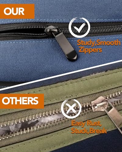 Roll Up Tool Bag, 16OZ Canvas Wrench Roll Up Pouch Multi-Purpose Tool Roll Organize, 5 Zippered Tool Pockets (Blue) - color: Blue, size: 5 Zipper Pockets