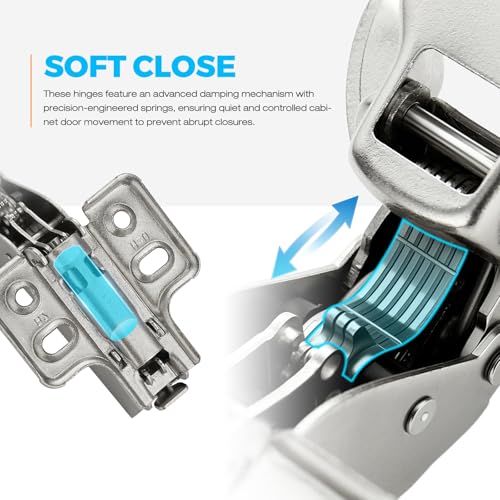 HOME EDIT 1 Pairs 2 Pack European Insert Soft Close Cabinet Hinges Concealed Kitchen Cabinet Hinges Heavy-Duty Frameless Adjustable for Cupboard Hardware - size: Insert