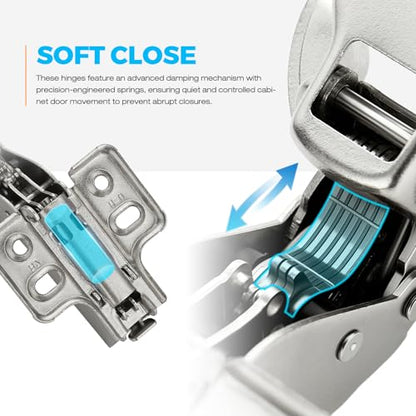 HOME EDIT 1 Pairs 2 Pack European Insert Soft Close Cabinet Hinges Concealed Kitchen Cabinet Hinges Heavy-Duty Frameless Adjustable for Cupboard Hardware - size: Insert