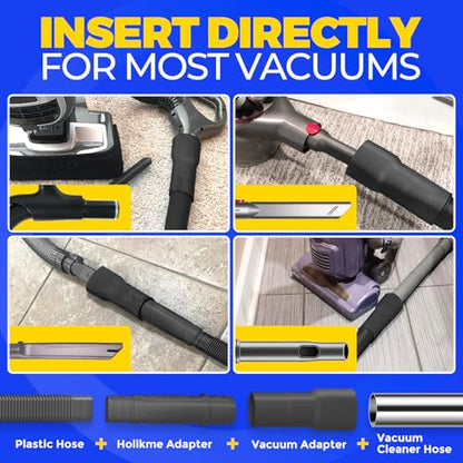 Holikme 2 Pieces Dryer Vent Cleaner Kit, Dryer Lint Vacuum Attachment and Flexible Dryer Lint Brush, Dryer Vent Vacuum Hose Attachment,Black - color: Black
