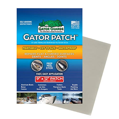 Gator Patch Fiberglass Reinforced Repair Patch - Repairs Holes, Dents & Cracks on Multiple Surfaces - DIY Prep, Peel & Stick - 3 Sizes - USA Made - size: One Size