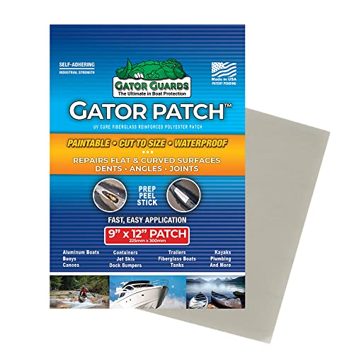 Gator Patch Fiberglass Reinforced Repair Patch - Repairs Holes, Dents & Cracks on Multiple Surfaces - DIY Prep, Peel & Stick - 3 Sizes - USA Made - size: One Size