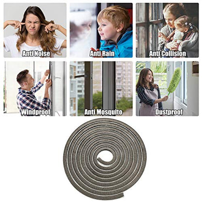 Jetec 1 Pcs Self Adhesive Brush Weather Stripping 19.75 ft Per Strip 3/8 x 3/8 Inch Grey Fuzzy Pile Felt Door Weather Seal for Sliding Windows Frames Seal Winter Strip for Soundproofing Dustproof DIY - color: Gray