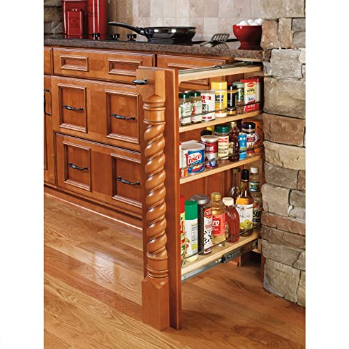 Rev-A-Shelf Pullout Shelf Organizer for Base Kitchen or Bathroom Cabinets, Wood Filler Pantry Storage or Spice Rack, Maple, 6" x 23" x 30", 432-BF-6C - size: 6" W