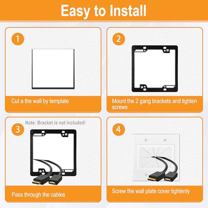 2 Gang Wall Plate White 2 Pack, Silicone Cable Pass Through Wall Plate for Power Cable, Audio Video and Ethernet Cable, Speaker Wire Management - color: 2 Gang Wall Plate, White, 2 Pack