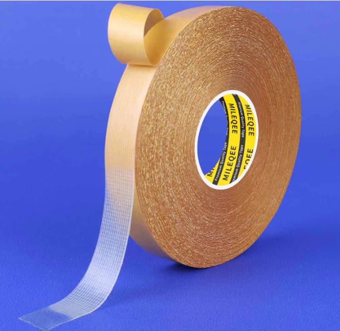 Double Sided Tape Heavy Duty, 0.59" x 66FT, Universal High Tack Strong Wall Adhesive with Fiberglass Mesh, Super Sticky Resistente Clear Tape, Easy Use Mounting Tape for School Office Home - size: 0.59" x 66FT