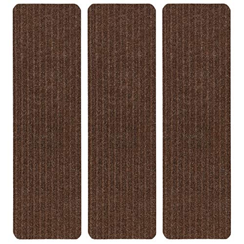 Stair Treads Collection Indoor Skid Slip Resistant Brown Carpet Stair Tread Treads (7 inch x 24 inch) (Brown, Set of 3) - color: Brown, size: 3 Pcs - 7"x24"