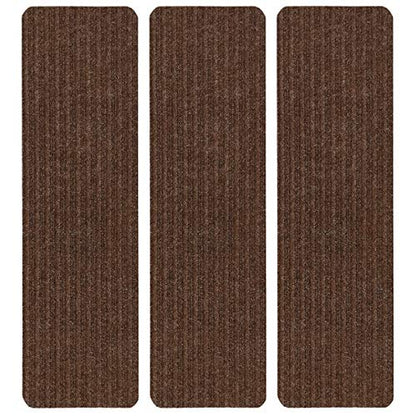 Stair Treads Collection Indoor Skid Slip Resistant Brown Carpet Stair Tread Treads (7 inch x 24 inch) (Brown, Set of 3) - color: Brown, size: 3 Pcs - 7"x24"