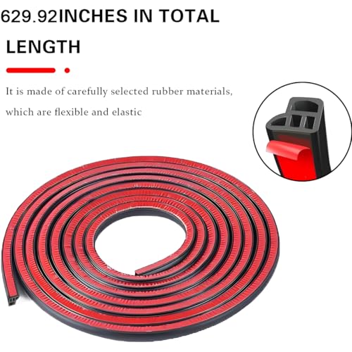 Mandark Car Door Seal Strip, Rubber Double Layer Vehicle Weather Stripping, 52.5ft 4 Holes Soundproof Self Adhesive Automotive Sealing Strip Accessories, Universal for SUV, Truck, RV - size: 4 Holes/52.5FT