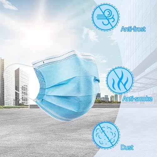 Jointown Disposable Face Mask - 3 Ply Protection Face Masks, 50 Pack Blue - color: Blue