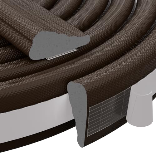 196 Inch Wedge-Shape Weather Stripping Door Seal,Windows and Doors Insulation for Winter,Self Adhesive Insulation Tape for Exterior Front Door,Noise Cancelling,Draft Seal Blocker,Brown - color: Brown, size: 196"