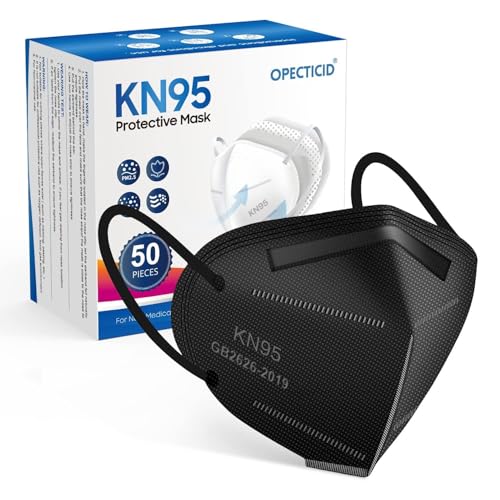 KN95 Face Mask,KN95 Mask,Cup Masks Breathable 5-Layer Filter Efficiency≥95% Disposable Certified Face Mask - color: Black
