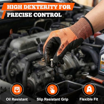 TitanFlex Cut Resistant Gloves ANSI A5, Work Gloves with Sandy Nitrile Grip,Orange - size: XX-Large