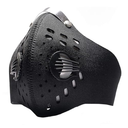 ECO-GEAR Anti Pollution Face Mask with Military Grade Protection | Anti Smoke, Exhaust Gas, Dust & Pollen - color: Black-medium