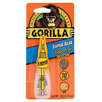 Gorilla Super Glue with Brush & Nozzle Applicator, 10 Gram, Clear, (Pack of 7) - size: 24 - Pack