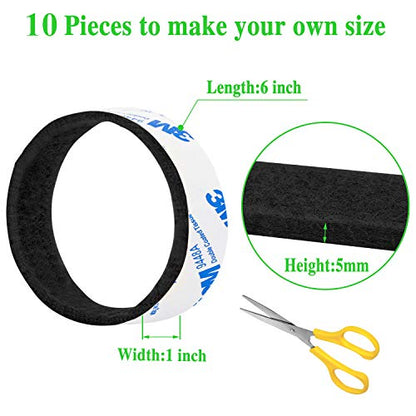 Felt Strips 10Pieces Pack 1x 6 Inches Self Adhesive Black Furniture Felt Strips Anti Scratch Heavy Duty 5mm Thick Floor Protector for Rocking Chair for Hardwood Floor - size: 10 Strips 1x6 inch